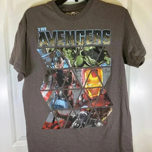 Marvel Avengers Dk Gray Short Sleeve Shirt Sz M Ironman Thor Hulk Unisex